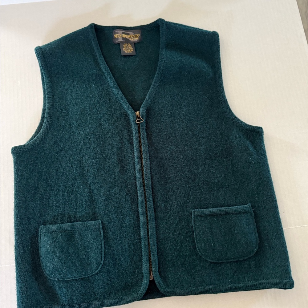 Requirements Teal Wool Zip Front Vest